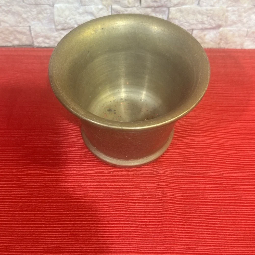 Antique Solid Brass Mortar‎ or Heavy Apothecary Cup Or Bowl Vintage Patina